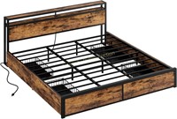 LIKIMIO Bed Frame w/Storage Drawer King