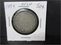 1894 NFLD SILVER 50 CENT PIECE