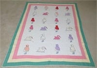 Hand Made Quilt with Ducks & Girls