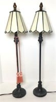 Pair of Candlestick Lamps with Stained