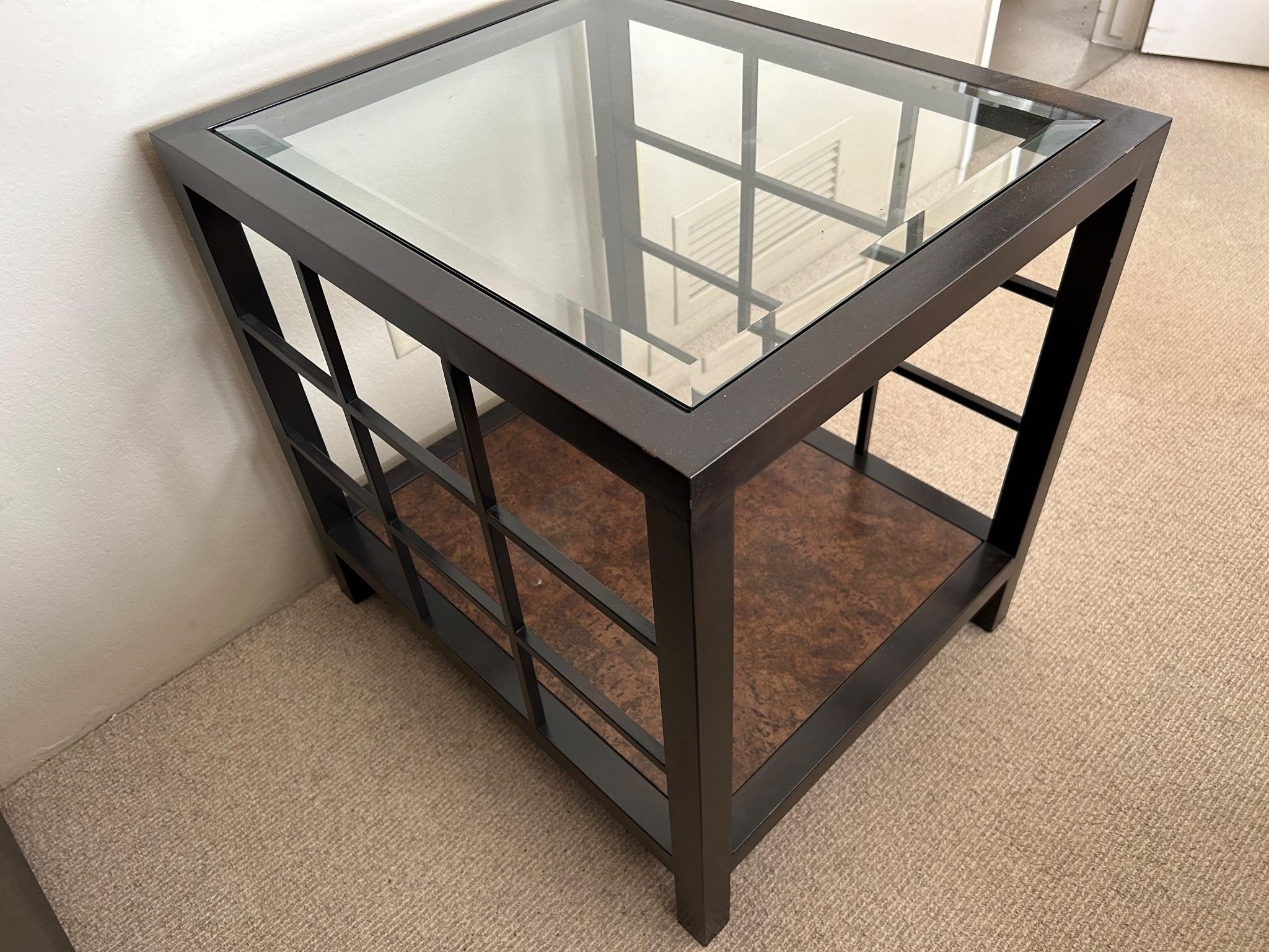 Metal Glass Top Side Table