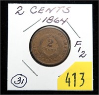 1864 2-cent piece