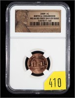 2009 Lincoln cent, NGC slab certified MS-66 RD