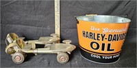 Antique Roller Skates & Harley-Davidson Bucket