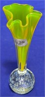 Heavy glass bulbus base vase with vaseline top