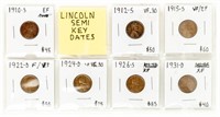 Coin 7-Semi-Key Lincoln Cents-VG-XF