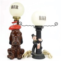 Two Vintage Bar Lamps- Man & Dog
