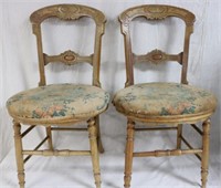 PAIR VICTORIAN PAINTED SIDE CHAIRS, SHABBY CHIC