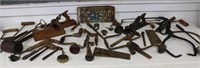 TABLE LOT MISC. TOOLS, LICENSE PLATES, ETC. 30+