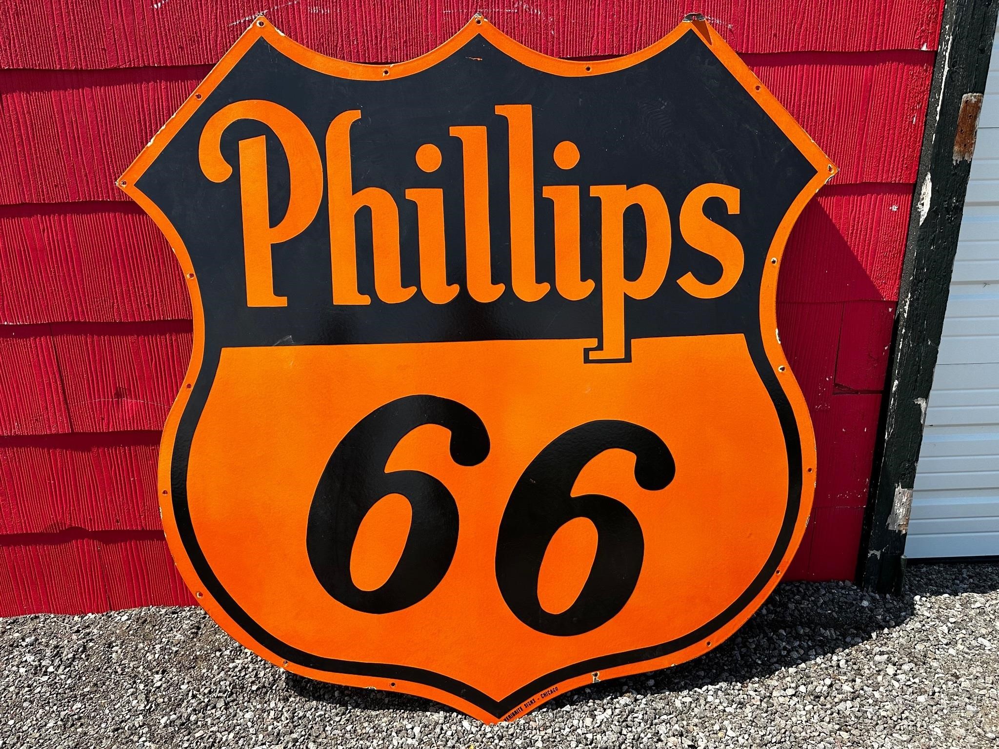 Authentic 5ft x 5ft Porcelain Phillips 66 2 Sided