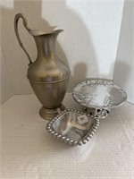 Stainless steel water pitcher and aluminum tray