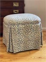 Leopard Print Upholstered Vanity Stool Ottoman