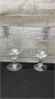 2 Large Clear Glass Vases/ Candle Holders 11" *& 9