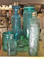 Assortment of Tinted Greenish Glass Pieces