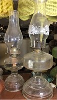 Pair of Early American Pressed Glass Oil Lamps
