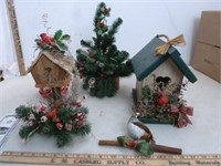 Red & White Carved Candle Christmas Decorations