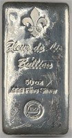 Silver 50oz Fleur de Lis Bar