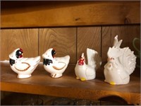 2 pairs of vintage chicken salt and pepper