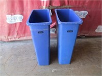 Bid X 2 : New BLUE Slim Jim Trash Cans