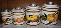 Vtg Italian Pottery Veggie motif canister set