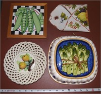 Vintage ceramic fruit & veggie kitchen decor lot