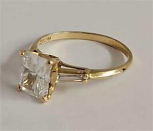14k gold and Emerald Cut CZ ring
