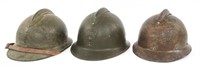 WWII M1926 FRENCH ADRIAN HELMETS LOT OF 3