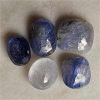 36.50 Ct Faceted Blue Sapphire Gemstones Lot of 5