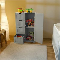 Standing Indoor Wooden Cabinet with 4 Drawers-Gray