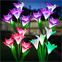 NEW $44 4PK Solar Lily Lights-Color Changing