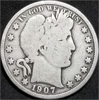 1907-P Barber Silver Half Dollar from Set