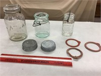 Vintage jars, zinc, lids, rings