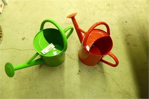 2 - 1 gallon metal watering cans