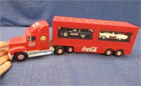 smaller coke toy truck & 2 coke cars
