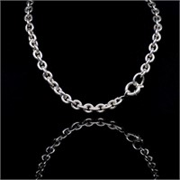 A heavy silver cable chain necklace