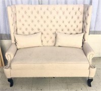 Tufted Wingback Loveseat with Nailhead Trim
