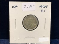 1929 Can Silver Ten Cent Piece  EF
