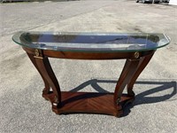 MODERN GLASS TOP HALF ROUND CONSOLE TABLE