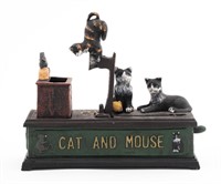 Cast Iron Cat and Mouse Mechanical Bank