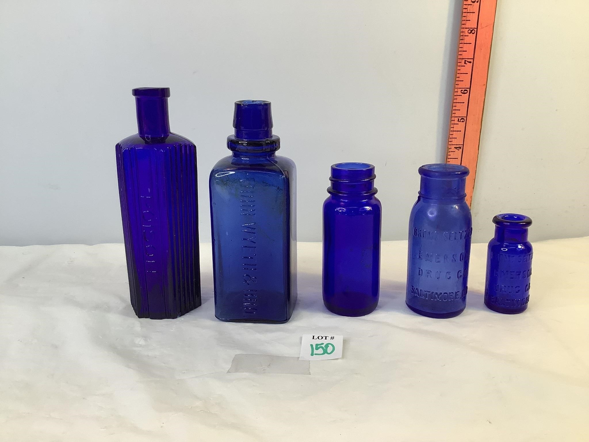 Cobalt Blue Glass Medicine Bottles