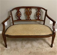 circa 1870's English Inlay Mahogany Settee