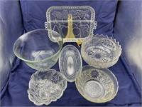 6 Piece Lot of Clear Dishes