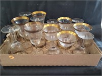 Gold Encrusted Wine & Champagne Glasses