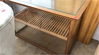 WOODEN AND GLASS DISPLAY CABINET 4 FOOT ACROSS