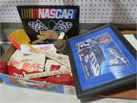 TIN NASCAR SIGN, RUSTY WALLACE PIC& MISC ADVERT.