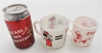 2 tasses en milk glass, Mickey Mouse et Tom and