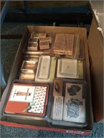 Box of scrap book stamping supplies