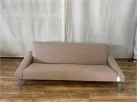 Brown Modern Angled Sofa Chrome Legs