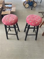 Two Arkansas Razorback stools 24 inches tall