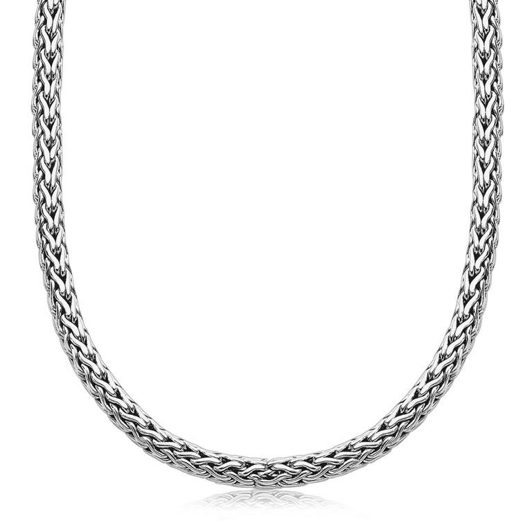 Sterling Silver Wheat Style Chain Men's Necklace